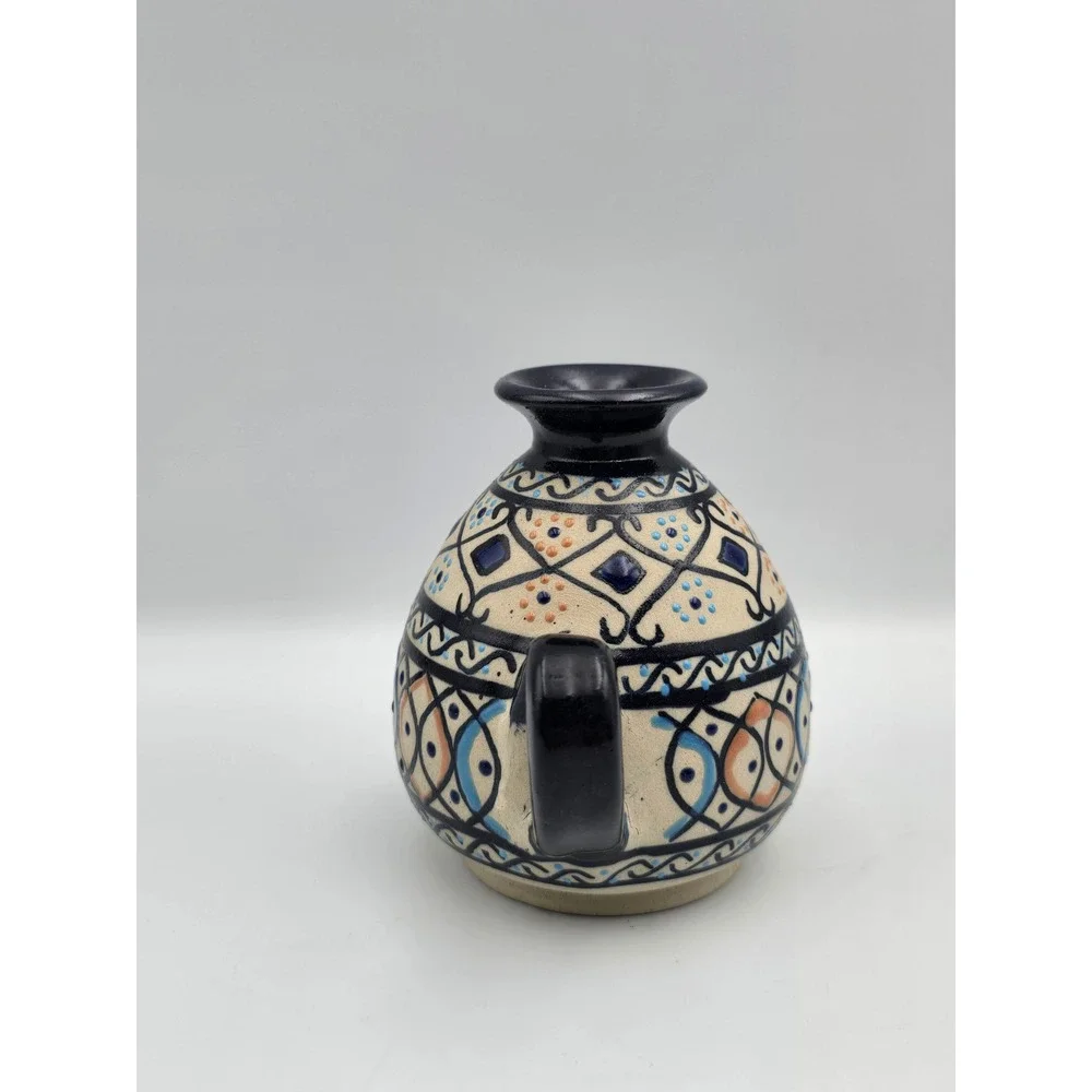 Servin Mexico Ceramic candle holder Blue Hand Painted Pottery Vintage 4in Excell
